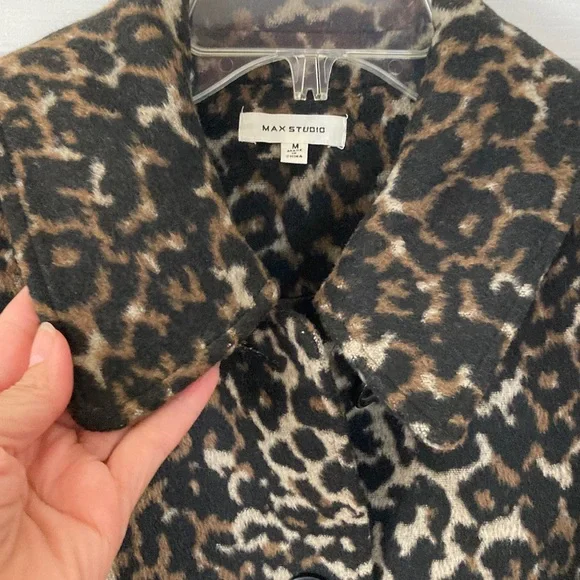 Max Studio Leopard Print Pea Coat - Picture 7 of 10